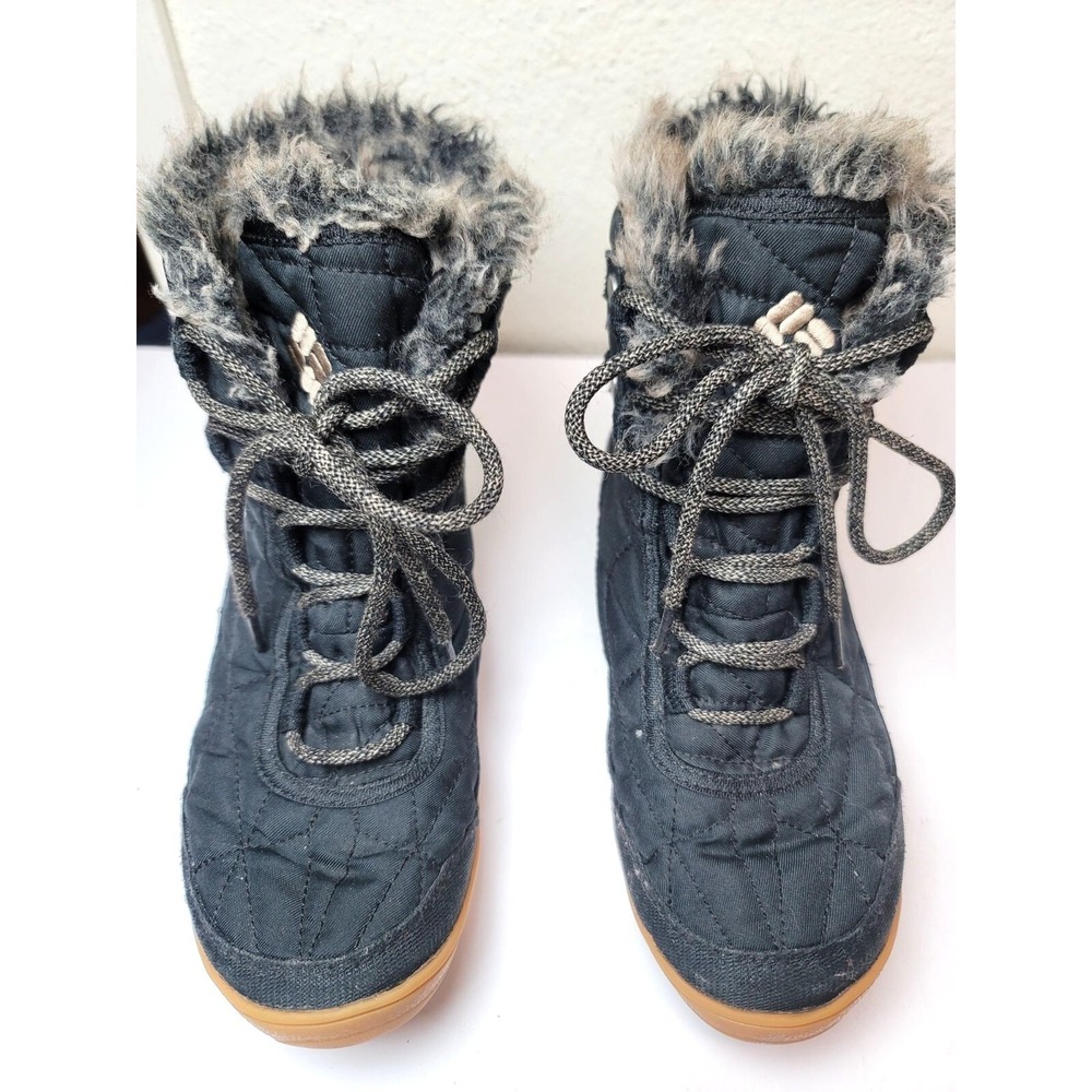 Columbia Women's Black Minx Shorty III Waterproof Quilted Winter Boots Faux Fur
